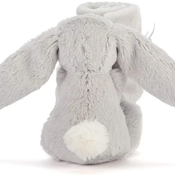 NEW Jellycat bashful bunny BABY grey security blanket stuffy soother Lovey NWT - Picture 3 of 5